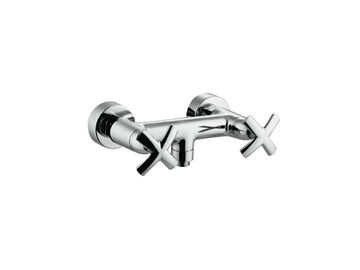 Brass Quarter Turn Cartridge Shower Mixer Taps / Cold Hot Faucets with Chromed Finish for Shower Rooms