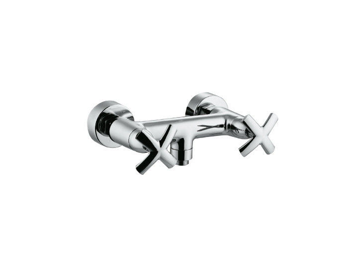 Brass Quarter Turn Cartridge Shower Mixer Taps / Cold Hot Faucets with Chromed Finish for Shower Rooms